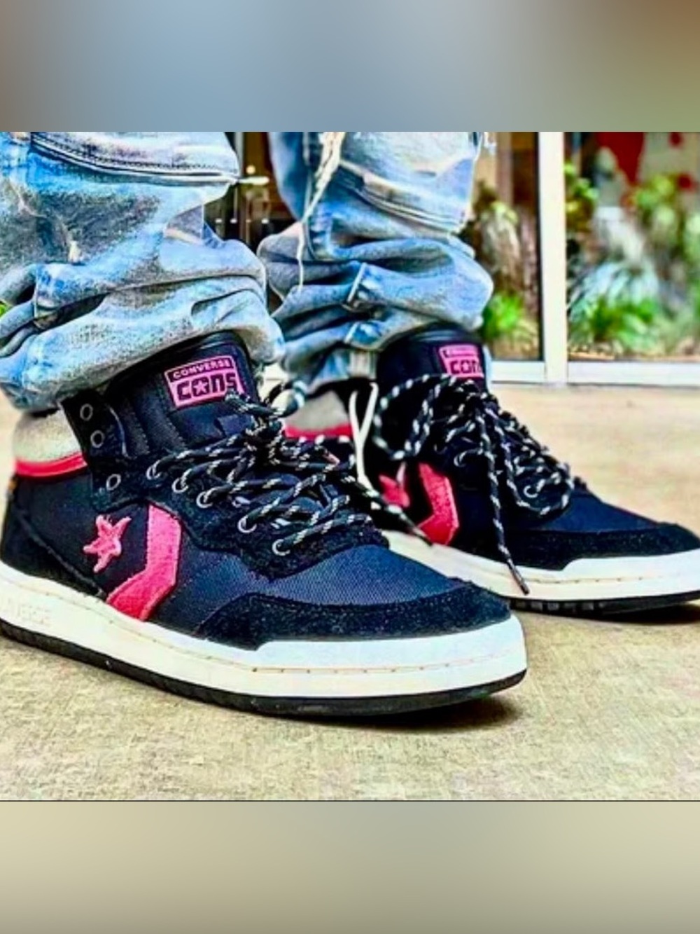 CONVERSE FASTBREAK PRO MID Cordura Sneakers Total Eclipse & Pink Size 11 NEW - Picture 13 of 14